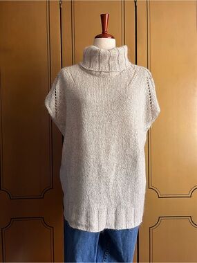 Short sleeves Turtleneck Sweater in Wool and Cashmere